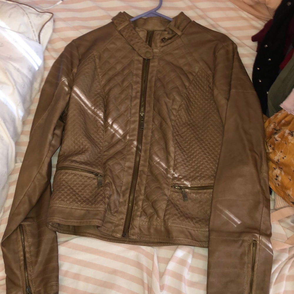Brand New Brown Faux Leather Jacket